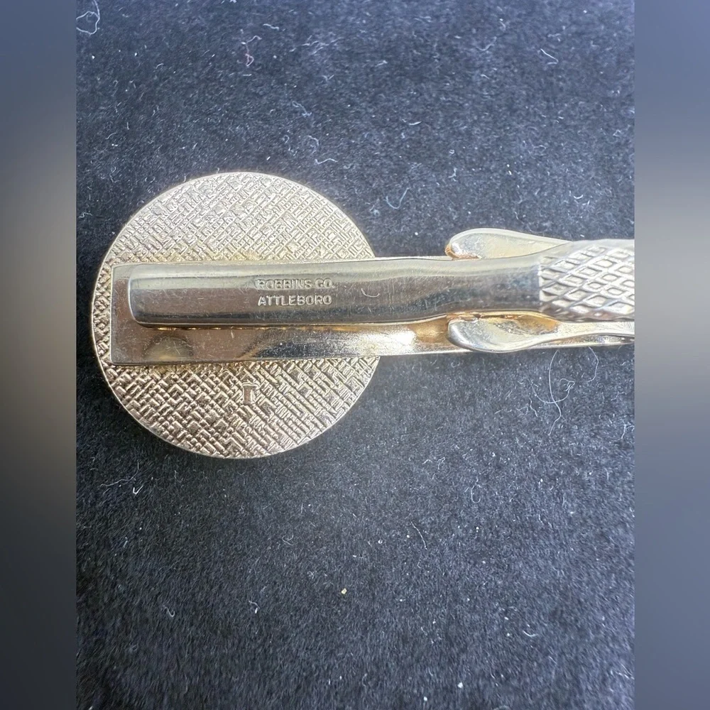 Vintage Robbins Co. Enamel Medallion Tie Clip – Hearts & Star Design